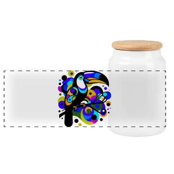 Toucan - Panoramic Cookie Jar with Wooden Lid - white - Front