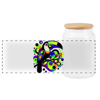 Toucan - Panoramic Cookie Jar with Wooden Lid - white - Front