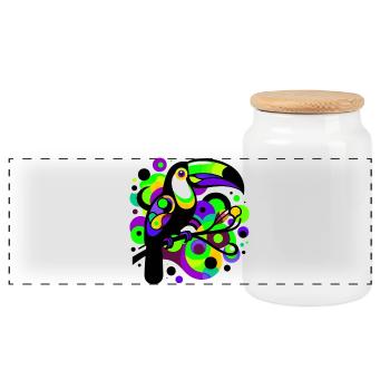 Toucan - Panoramic Cookie Jar with Wooden Lid - white - Front