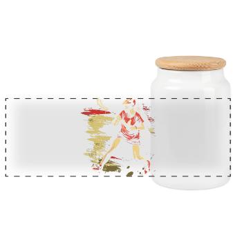 Oldschool Lacrosse Girls - Panoramic Cookie Jar with Wooden Lid - white - Front