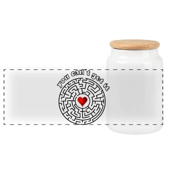 Herz im Kreis – Mut zur Liebe - Panorama Keksdose mit Holzdeckel - Weiß - Vorne