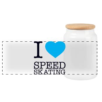 I LOVE SPEED SKATING - Panorama Keksdose mit Holzdeckel - Weiß - Vorne