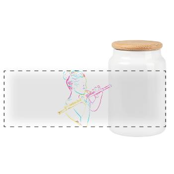 Flûte Fille Années 80 - Boîte à biscuits avec couvercle en bois - blanc - Devant