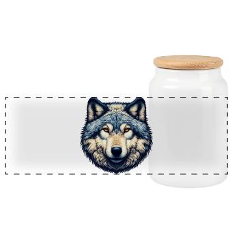 Wolf - Panorama Keksdose mit Holzdeckel - Weiß - Vorne