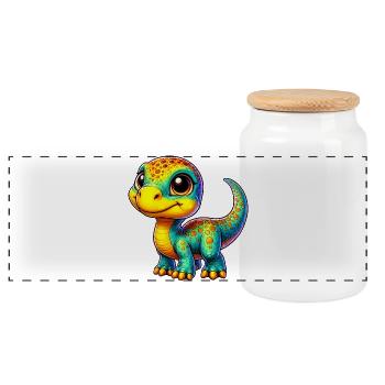 Dinosaurier - Panorama Keksdose mit Holzdeckel - Weiß - Vorne