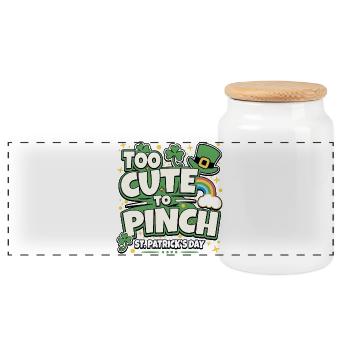 Trop mignon pour être pincé SAINT-PATRICK - Boîte à biscuits avec couvercle en bois - blanc - Devant