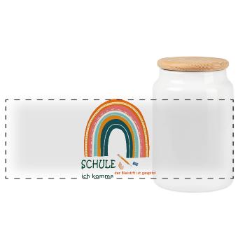 L’école que j’arrive - Boîte à biscuits avec couvercle en bois - blanc - Devant