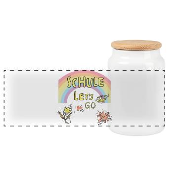 School enrollment - Panoramic Cookie Jar with Wooden Lid - white - Front