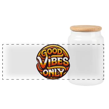 Design Vintage des années 70 - Boîte à biscuits avec couvercle en bois - blanc - Devant