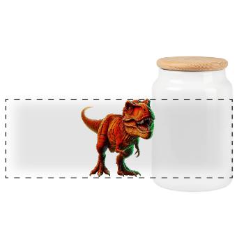 Dinosaurier - Panorama Keksdose mit Holzdeckel - Weiß - Vorne