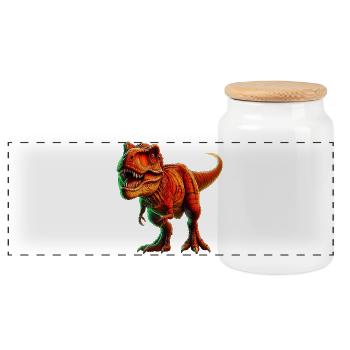 Dinosaurier - Panorama Keksdose mit Holzdeckel - Weiß - Vorne