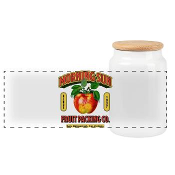 Morning Sun Fruit Label - Panorama Keksdose mit Holzdeckel - Weiß - Vorne
