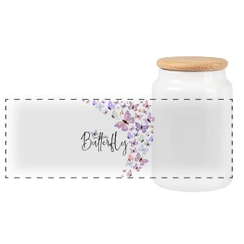 Schmetterlinge Butterfly Frühling Geschenk Insekt - Panorama Keksdose mit Holzdeckel - Weiß - Vorne