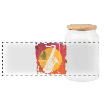Saxophone Vaporwave - Panoramic Cookie Jar with Wooden Lid - white - Front