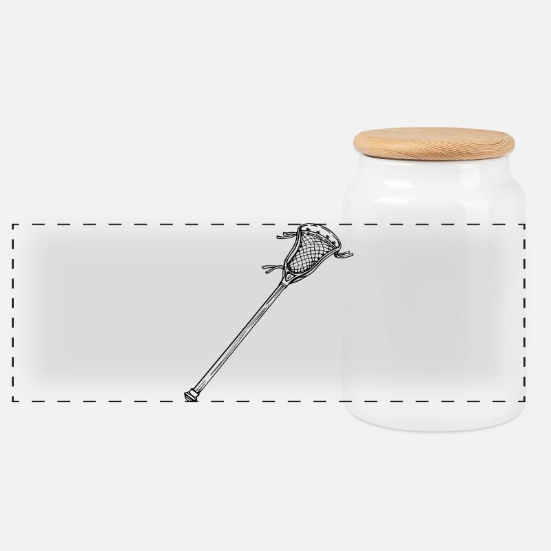 Lacrosse Schläger - Panorama Keksdose mit Holzdeckel - Weiß
