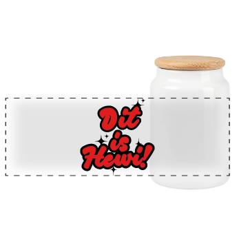 Dit Is Hewi – Lustiges Berliner Sprüche Design - Panorama Keksdose mit Holzdeckel - Weiß - Vorne