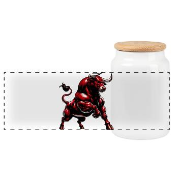 Taureau - Boîte à biscuits avec couvercle en bois - blanc - Devant