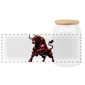 Taureau - Boîte à biscuits avec couvercle en bois - blanc - Devant