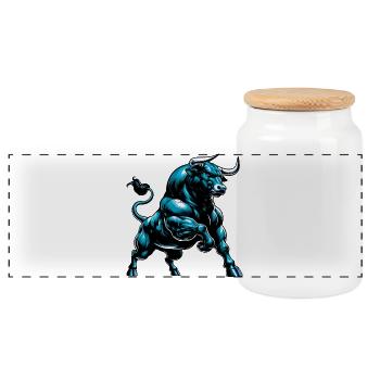 Taureau - Boîte à biscuits avec couvercle en bois - blanc - Devant