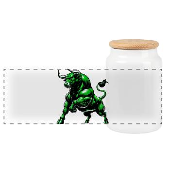 Stier - Panorama Keksdose mit Holzdeckel - Weiß - Vorne