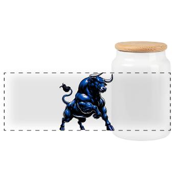 Taureau - Boîte à biscuits avec couvercle en bois - blanc - Devant