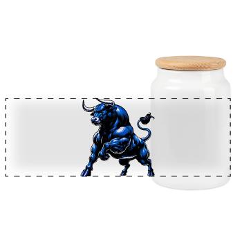 Taureau - Boîte à biscuits avec couvercle en bois - blanc - Devant