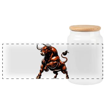 Taureau - Boîte à biscuits avec couvercle en bois - blanc - Devant