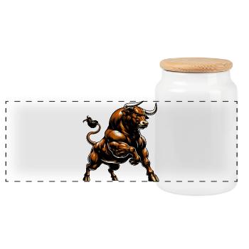 Taureau - Boîte à biscuits avec couvercle en bois - blanc - Devant