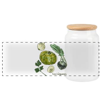 Les Légumes Gartenillustration - Panorama Keksdose mit Holzdeckel - Weiß - Vorne