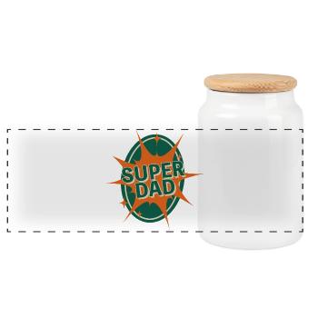 Conception de style bande dessinée Super Dad - Boîte à biscuits avec couvercle en bois - blanc - Devant