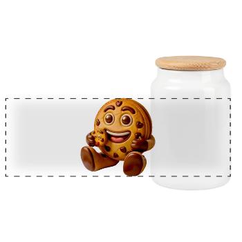 Cookie Charakter - Panorama Keksdose mit Holzdeckel - Weiß - Vorne