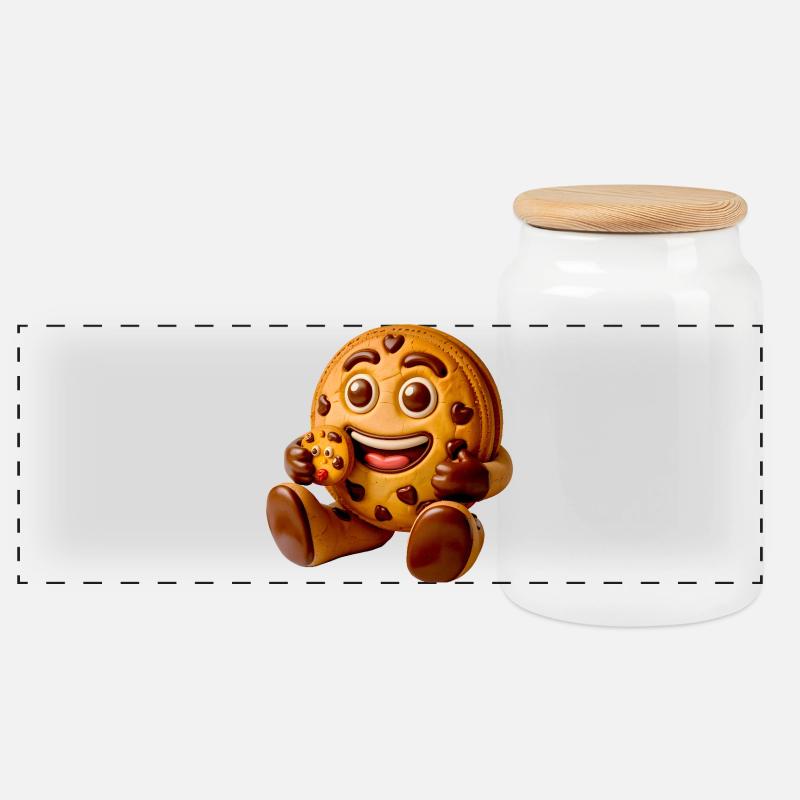 Cookie Charakter - Panorama Keksdose mit Holzdeckel - Weiß
