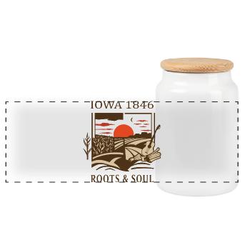 Farmer. Roots and soul - Panoramic Cookie Jar with Wooden Lid - white - Front