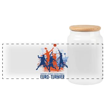 Tournoi de basket-ball - Boîte à biscuits avec couvercle en bois - blanc - Devant
