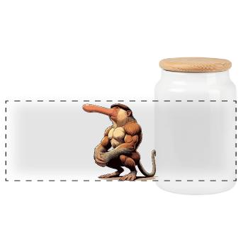 Proboscis monkey tough - Panoramic Cookie Jar with Wooden Lid - white - Front