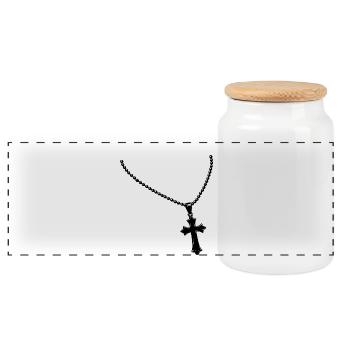 Kette mit Kreuz - Panorama Keksdose mit Holzdeckel - Weiß - Vorne