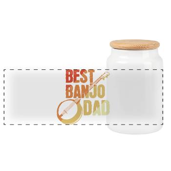 Banjo player father - Panoramic Cookie Jar with Wooden Lid - white - Front