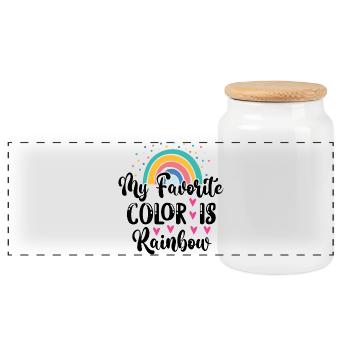 LGBTQ Pride Month - Meine Lieblingsfarbe ist Regenbogen - Panorama Keksdose mit Holzdeckel - Weiß - Vorne