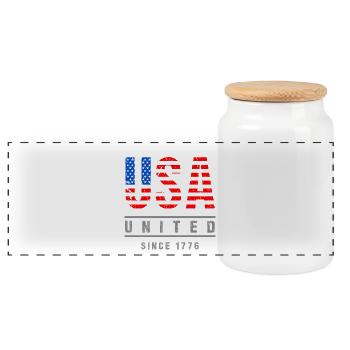 US-Flagge der Vereinigten Staaten seit 1776 - Panorama Keksdose mit Holzdeckel - Weiß - Vorne