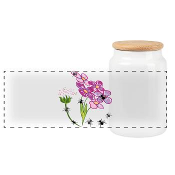 Blumen mit Ameisen Insekten - Panorama Keksdose mit Holzdeckel - Weiß - Vorne