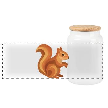 Squirrel – Playful forest animal in warm tones - Panoramic Cookie Jar with Wooden Lid - white - Front