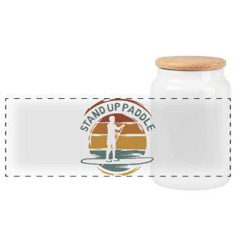 stand up paddle vintage - Water Sports Team Club - Boîte à biscuits avec couvercle en bois - blanc - Devant