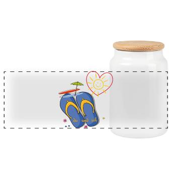 Holidays by the sea - Panoramic Cookie Jar with Wooden Lid - white - Front