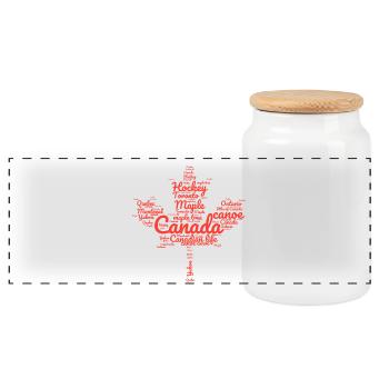 Canada in a word cloud - Panoramic Cookie Jar with Wooden Lid - white - Front