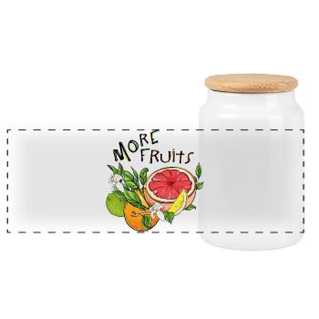 More Fruits, leckeres Obst - Panorama Keksdose mit Holzdeckel - Weiß - Vorne