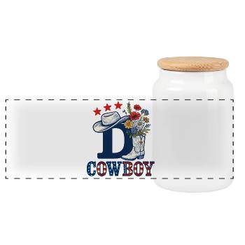 Cowboy Boot - Country - Western Dusty - Panoramic Cookie Jar with Wooden Lid - white - Front