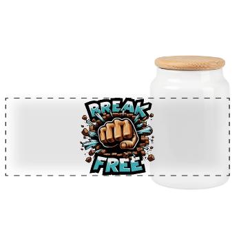 Break free hand - Panoramic Cookie Jar with Wooden Lid - white - Front