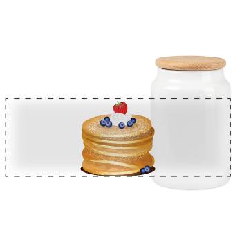 Crêpes dorées avec motif baies et crème - Boîte à biscuits avec couvercle en bois - blanc - Devant