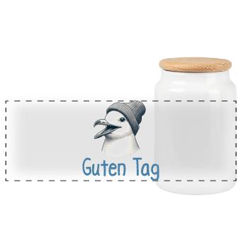 Moin Bird Seagull North Sea Good Day Beanie Hat - Panoramic Cookie Jar with Wooden Lid - white - Front