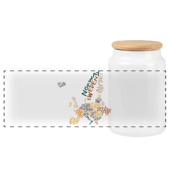 Bunte Europakarte Word Art Design - Panorama Keksdose mit Holzdeckel - Weiß - Vorne